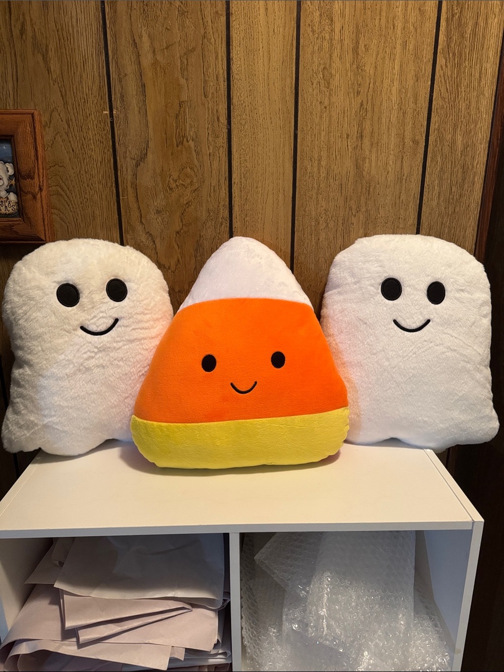 Target Plush Candy Corn & Ghost Accent Pillow Trio - White, Orange, Yellow